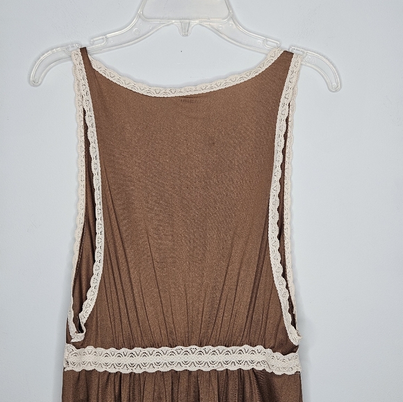 Vintage Handmade Brown Lace V-Neck Nightgown Sz S/M - Picture 6 of 9